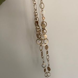 Two chain gold long loop necklace pave diamond
